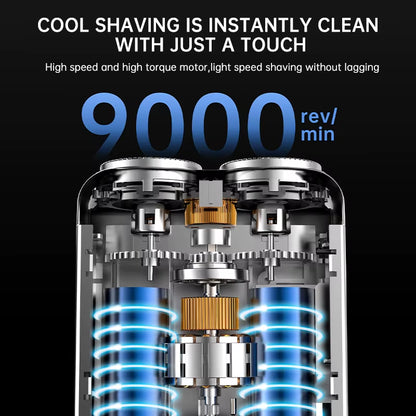 Mini Electric Shaver Dual Head Waterproof Type-C Rechargeable Shaver Travel Rotary Razor Men'S Portable Hair Beard Trimmer Tool
