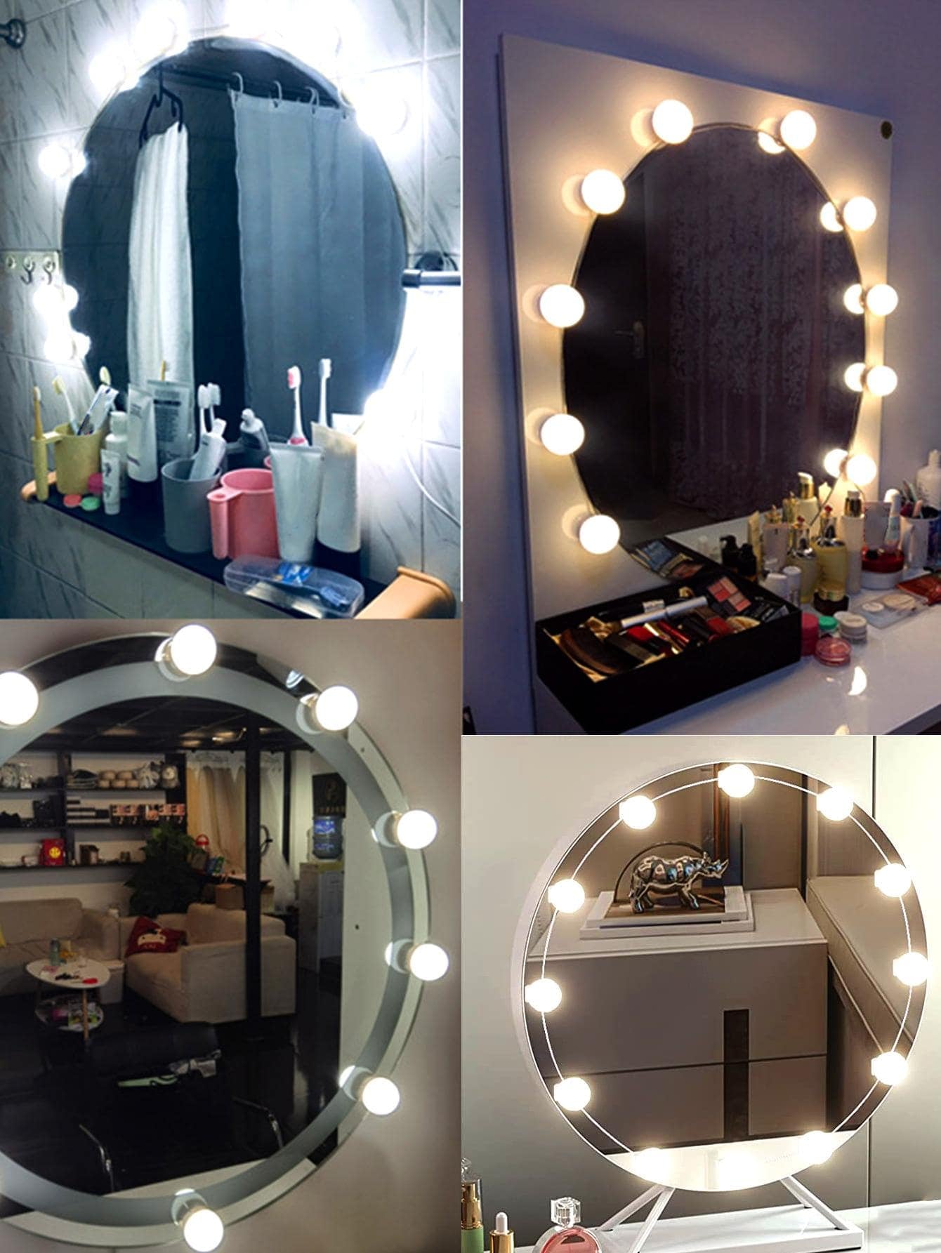 1Pc 4/6/8/10/12/14 LED 3 Color LED Makeup Mirror Light Bulb, USB Wash Basin Makeup Mirror Lamp Bathroom Dressing Table Lighting Campaign LED Wall Lamp