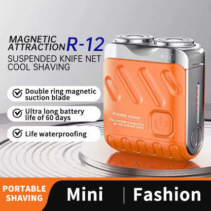 Mini Electric Shaver Dual Head Waterproof Type-C Rechargeable Shaver Travel Rotary Razor Men'S Portable Hair Beard Trimmer Tool