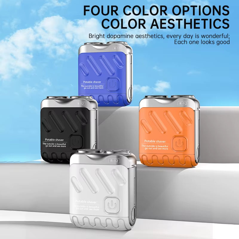 Mini Electric Shaver Dual Head Waterproof Type-C Rechargeable Shaver Travel Rotary Razor Men'S Portable Hair Beard Trimmer Tool