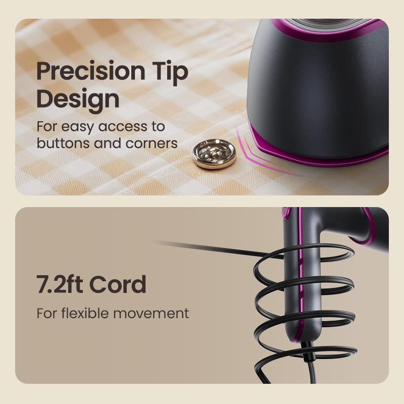 Jack&Rose 2-In-1 Steam Iron & Clothes Steamer - Handheld Portable Garment Wrinkle Remover, Fast Heat-Up, Large Soleplate, 150Ml Water Tank - Lightweight for Home, Travel, and Office Use