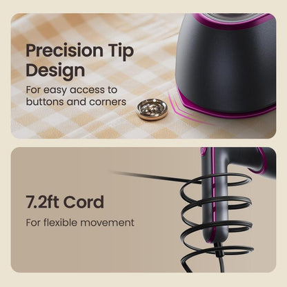 Jack&Rose 2-In-1 Steam Iron & Clothes Steamer - Handheld Portable Garment Wrinkle Remover, Fast Heat-Up, Large Soleplate, 150Ml Water Tank - Lightweight for Home, Travel, and Office Use